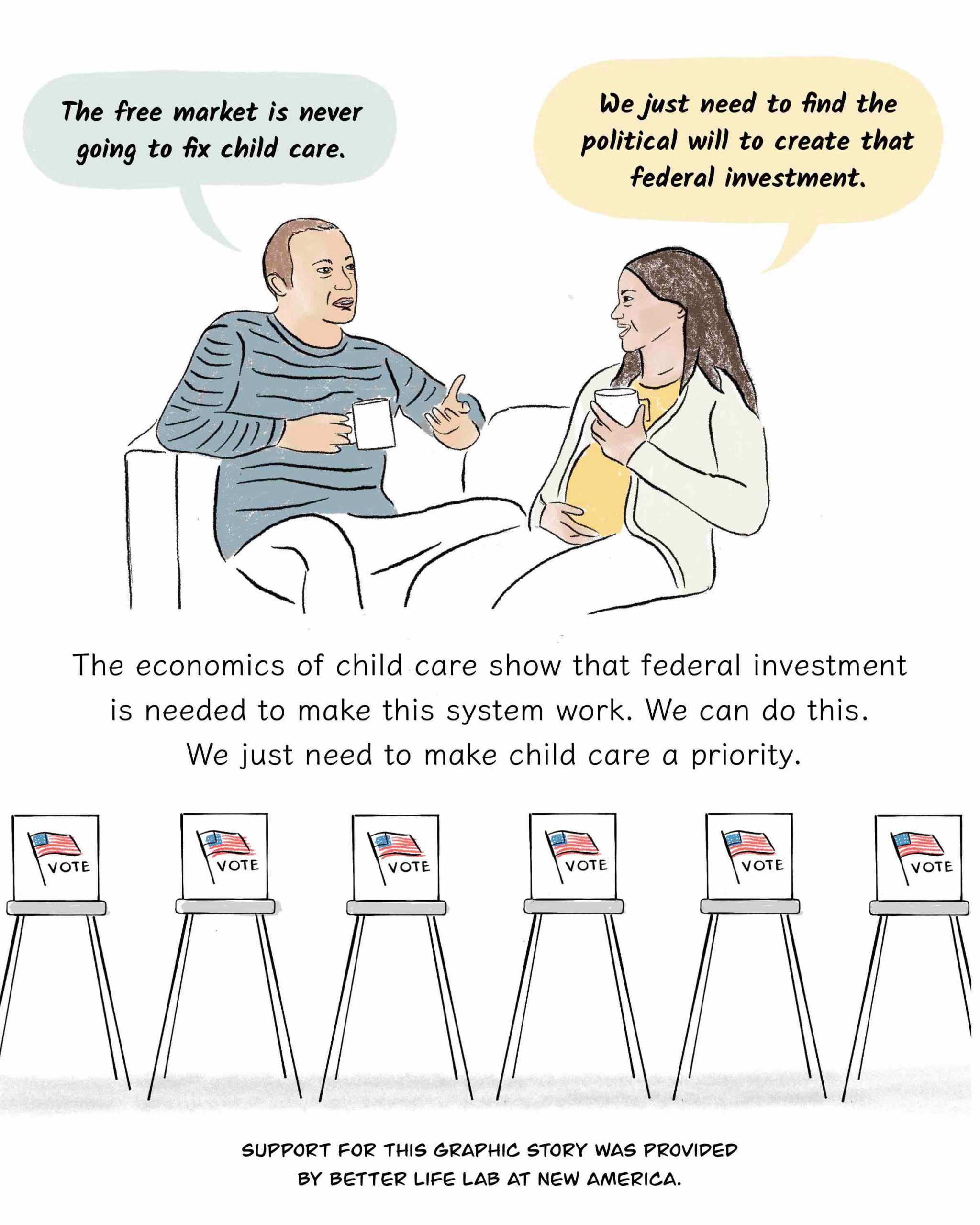The free market is never going to fix child care. We just need to find the political will to create that federal investment.